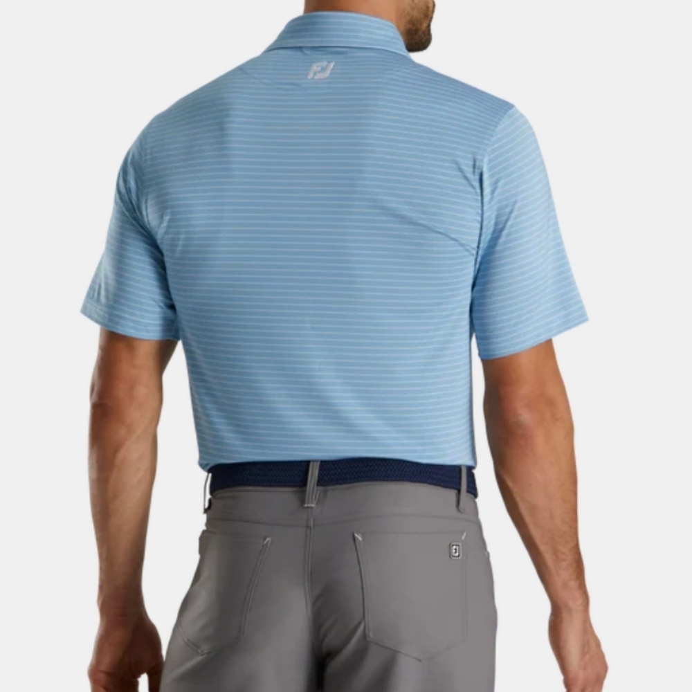 Men's Blue Striped FootJoy Polo - Picture 3 of 4